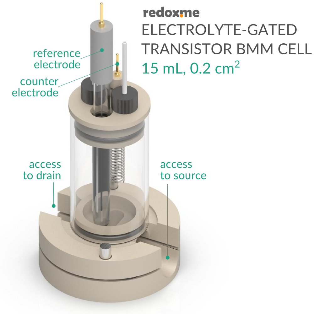 Electrolyte-Gated Transistor Bottom Mount Cell - 15 mL, 0.2 cm2