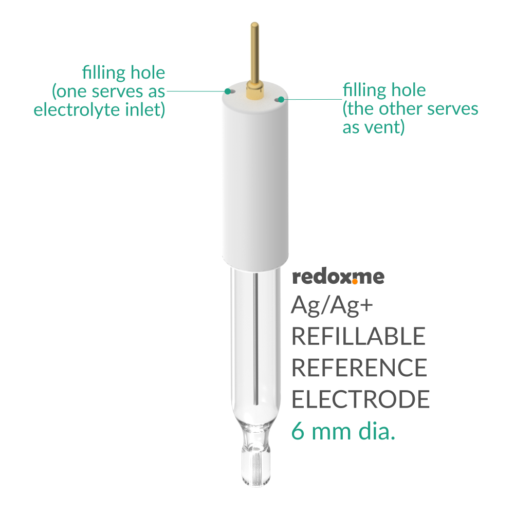 Non-aqueous Silver / Silver Ion Refillable Reference Electrode - 6 mm dia.