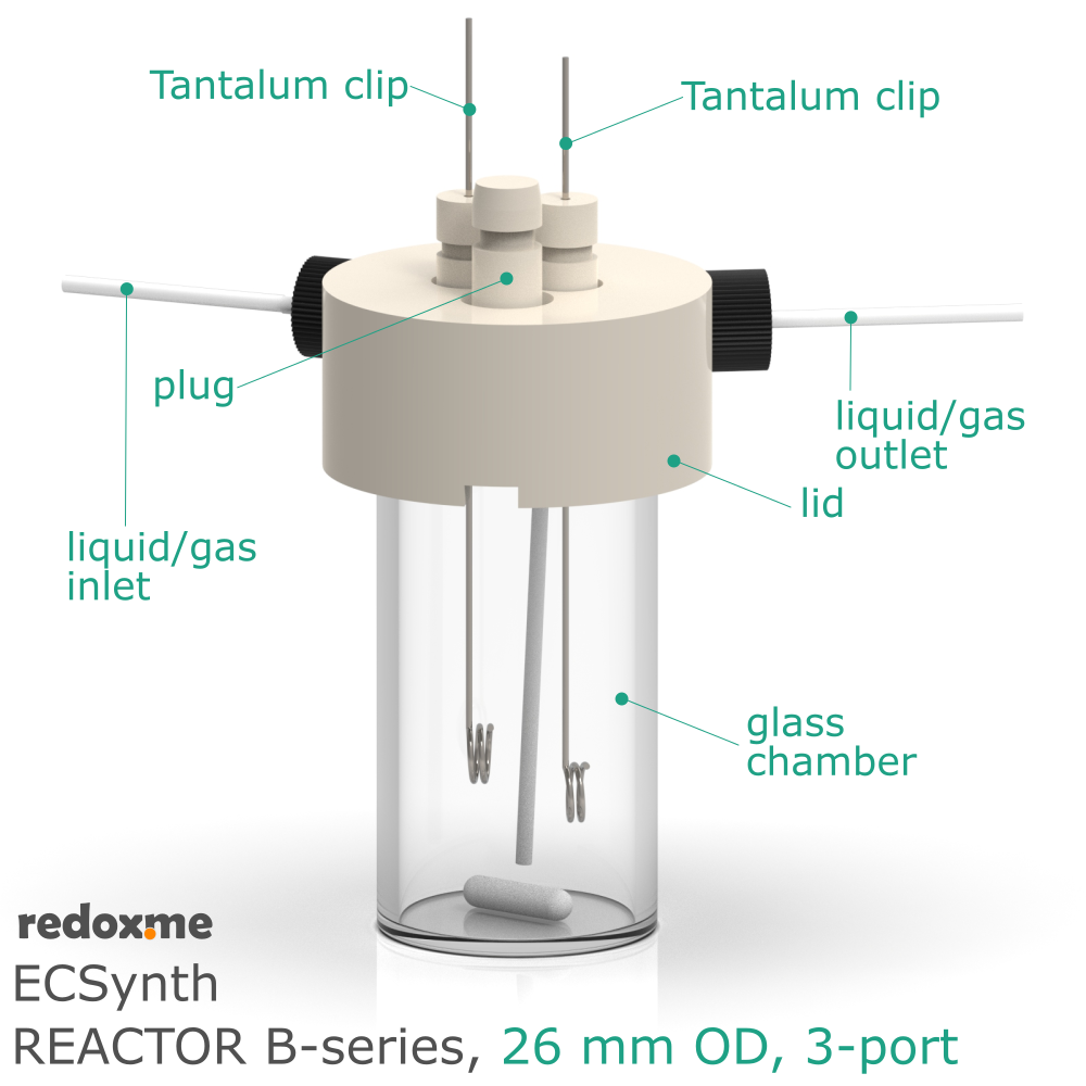 Electrosynthesis Reactor B-series, 26 mm OD, 3-port