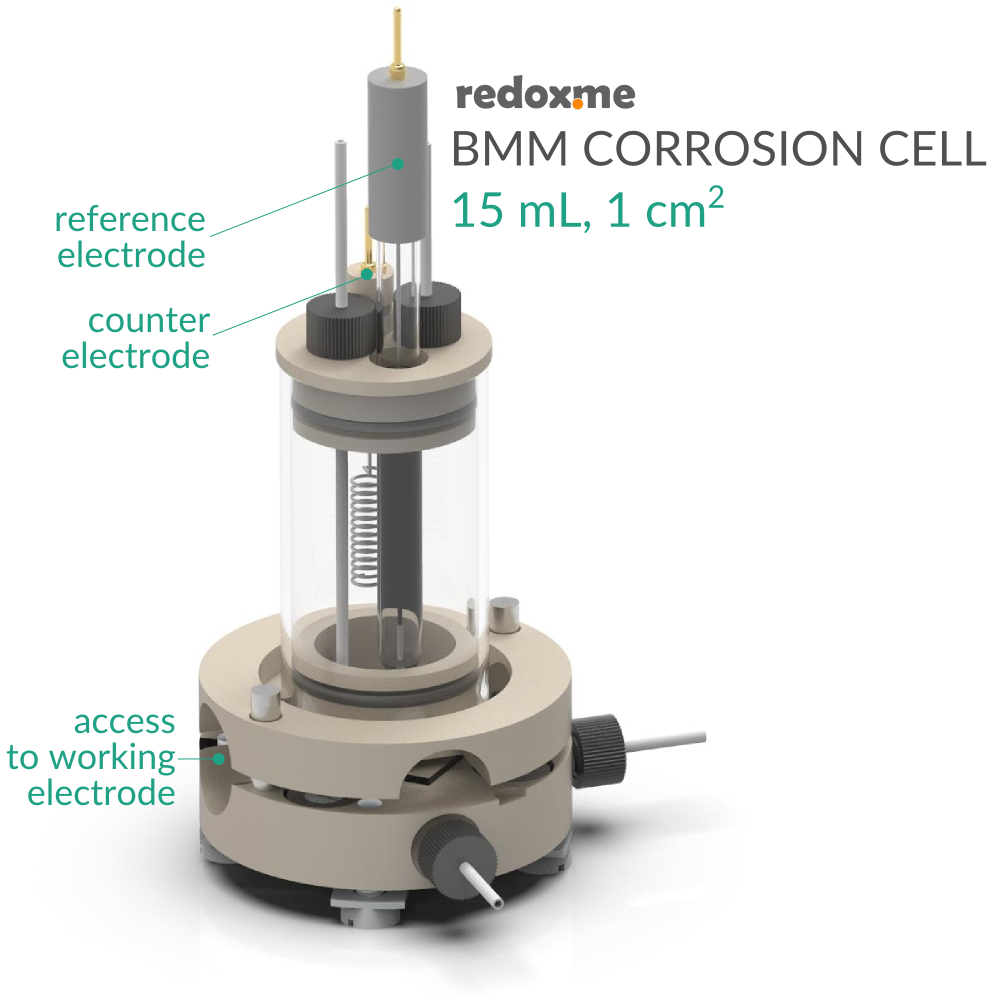 BMM/BM CC 15 mL, 1cm2 - Bottom Mount Corrosion Cell