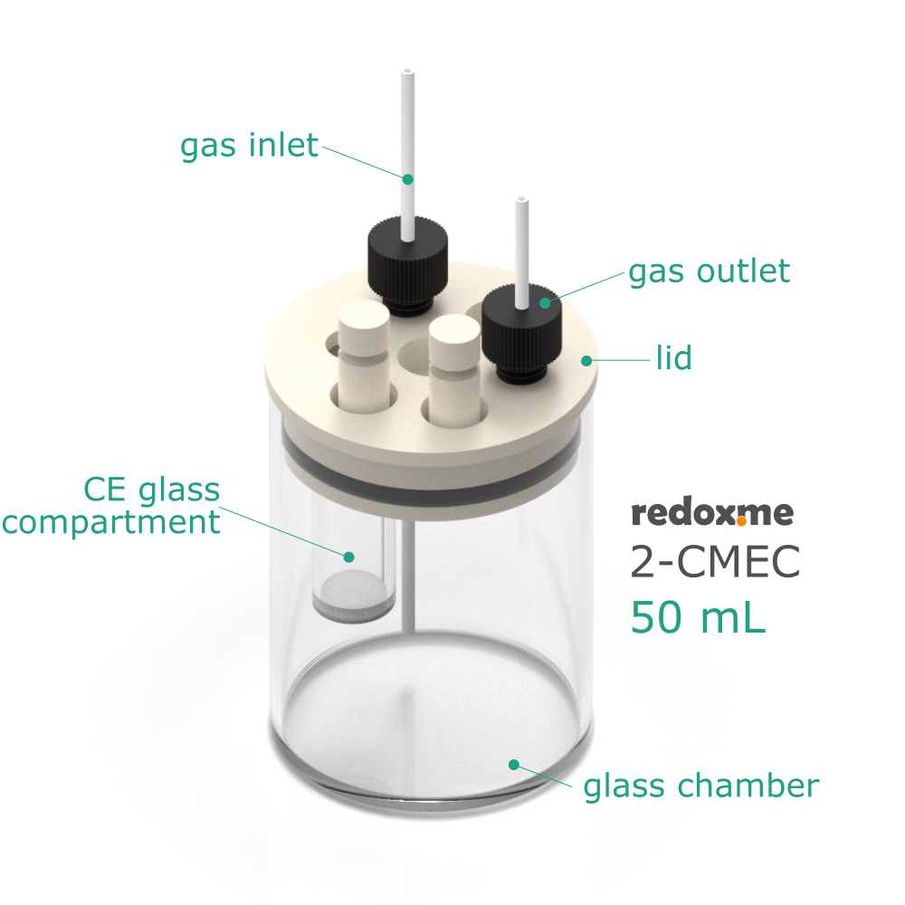 2-CMEC 50 mL - Two-compartment Multiport Electrochemical Cell