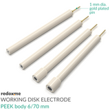 Working Disk Electrode - PEEK body 6 mm dia., 70 mm long
