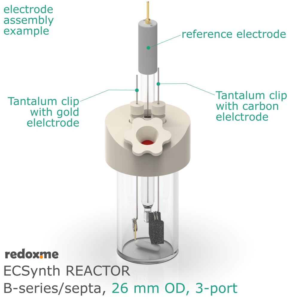 Electrosynthesis Reactor B-series/septa, 26 mm OD, 3-port