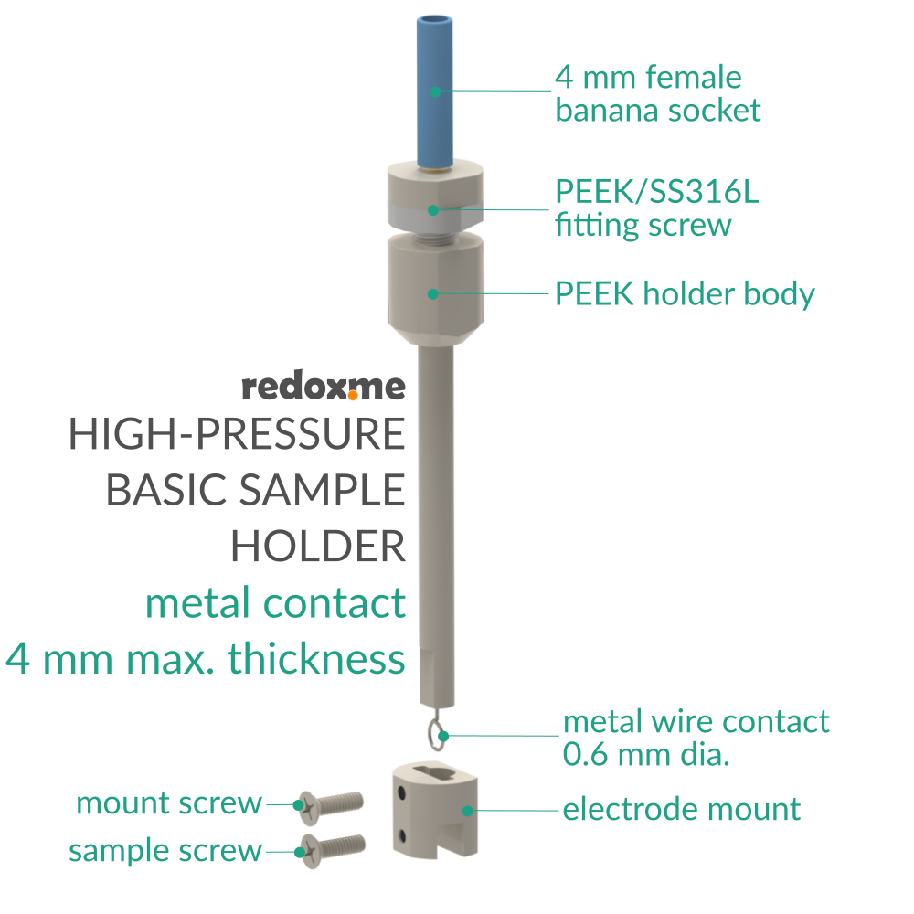 High-Pressure Basic Sample Holder - metal contact, 4 mm max. thickness