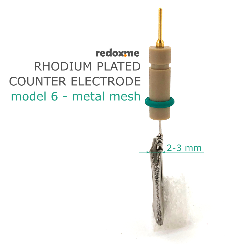 Rhodium plated counter electrode model 6 – metal mesh