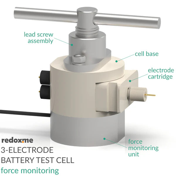 Three Electrode Battery Test Cell – force monitoring