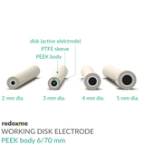 Working Disk Electrode - PEEK body 6 mm dia., 70 mm long