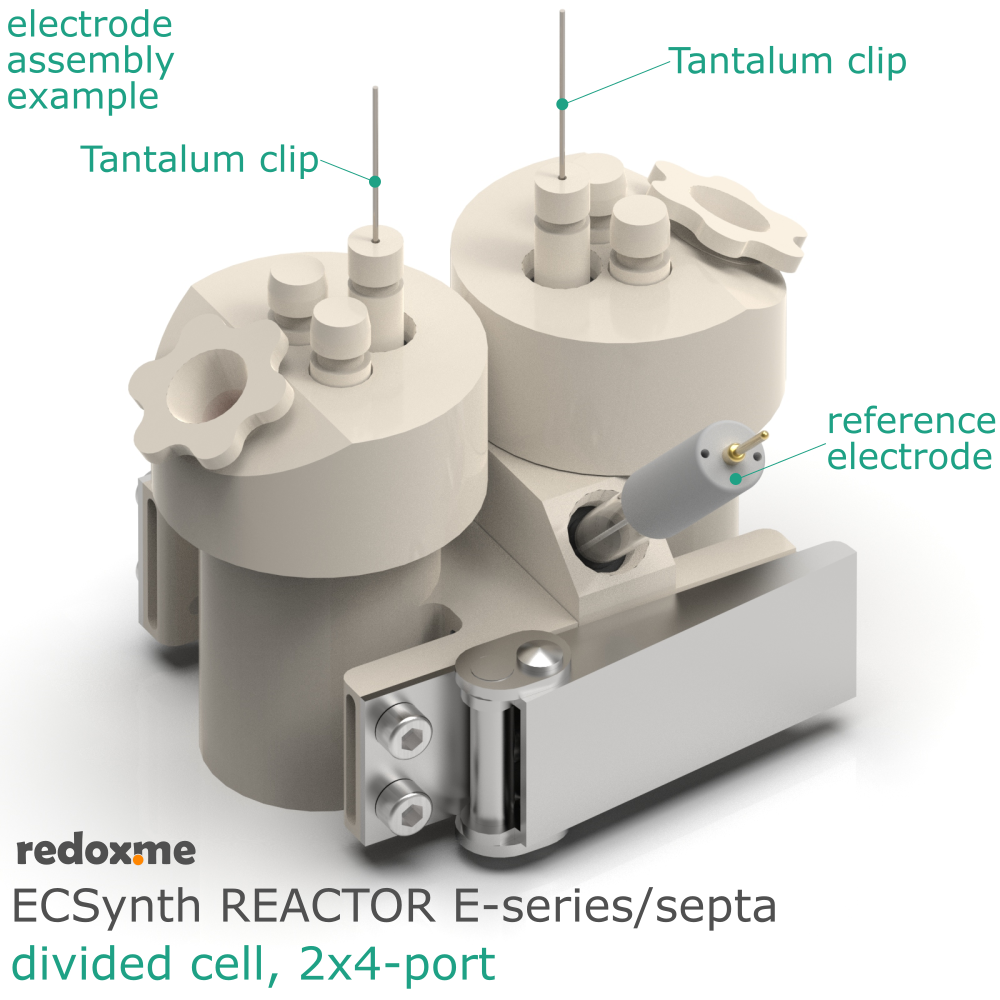 Electrosynthesis Reactor E-series/septa, divided cell, 2x4-port