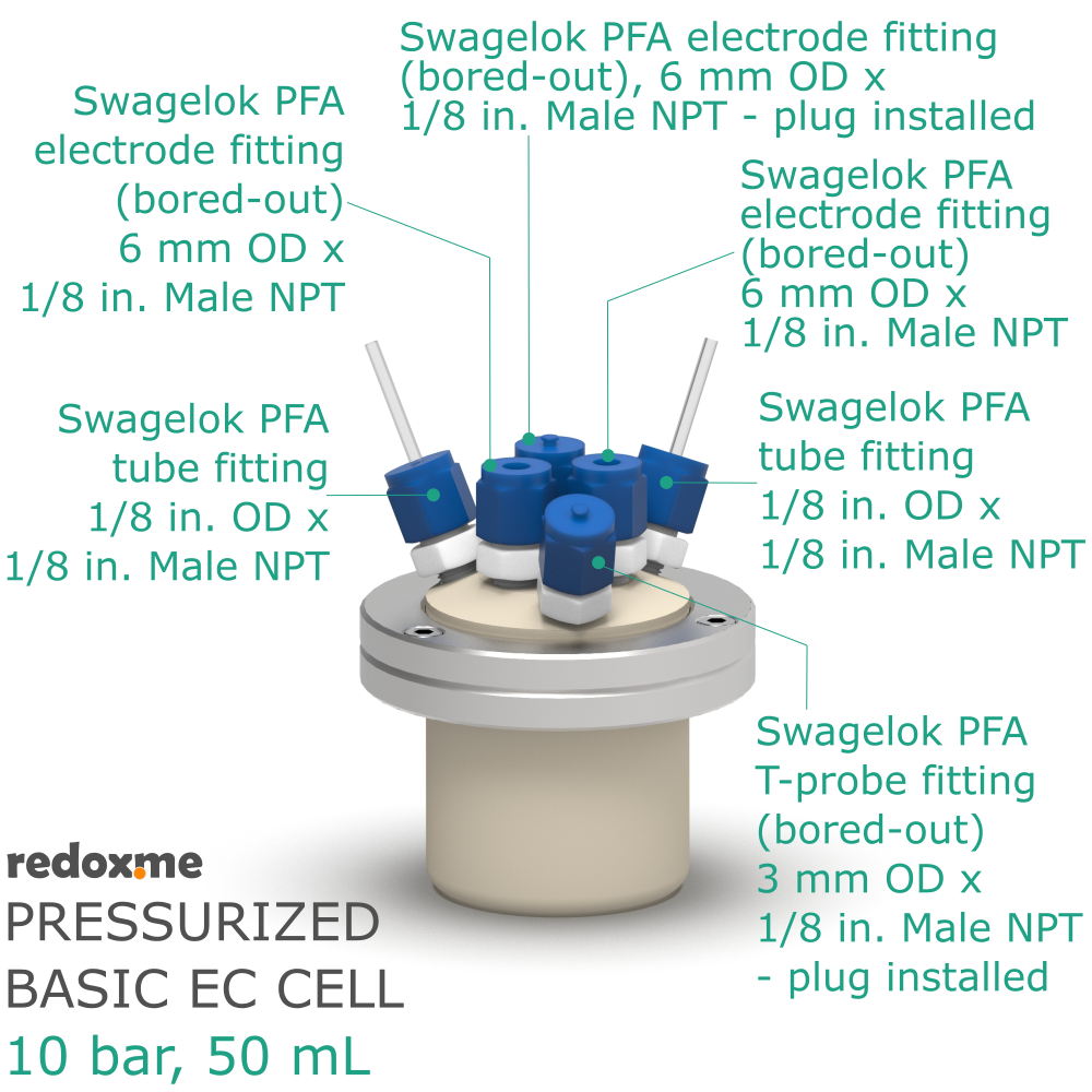Pressurized Basic Electrochemical Cell - 10 bar, 50 mL
