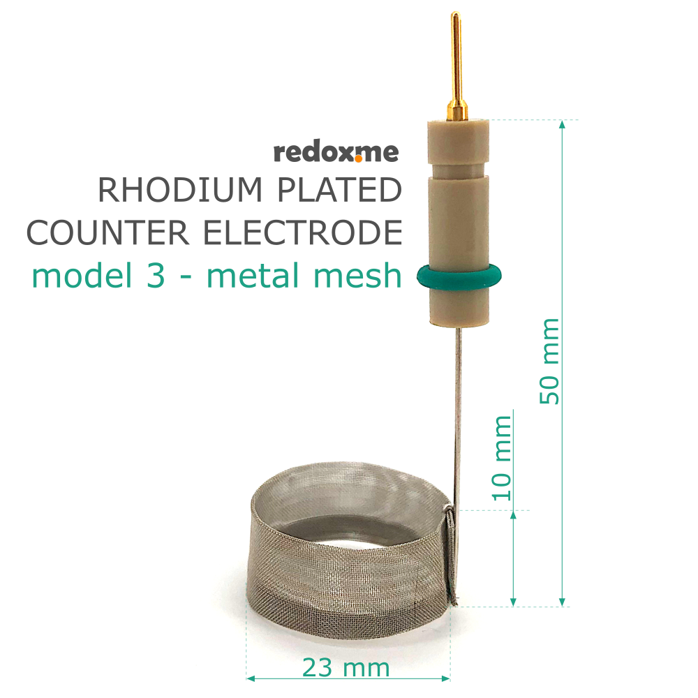 Rhodium plated counter electrode model 3 – metal mesh