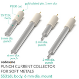 Punch Current Collector for Soft Metals - SS316L, 6 mm dia. mount