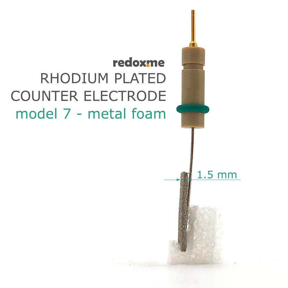 Rhodium plated counter electrode model 7 – metal foam