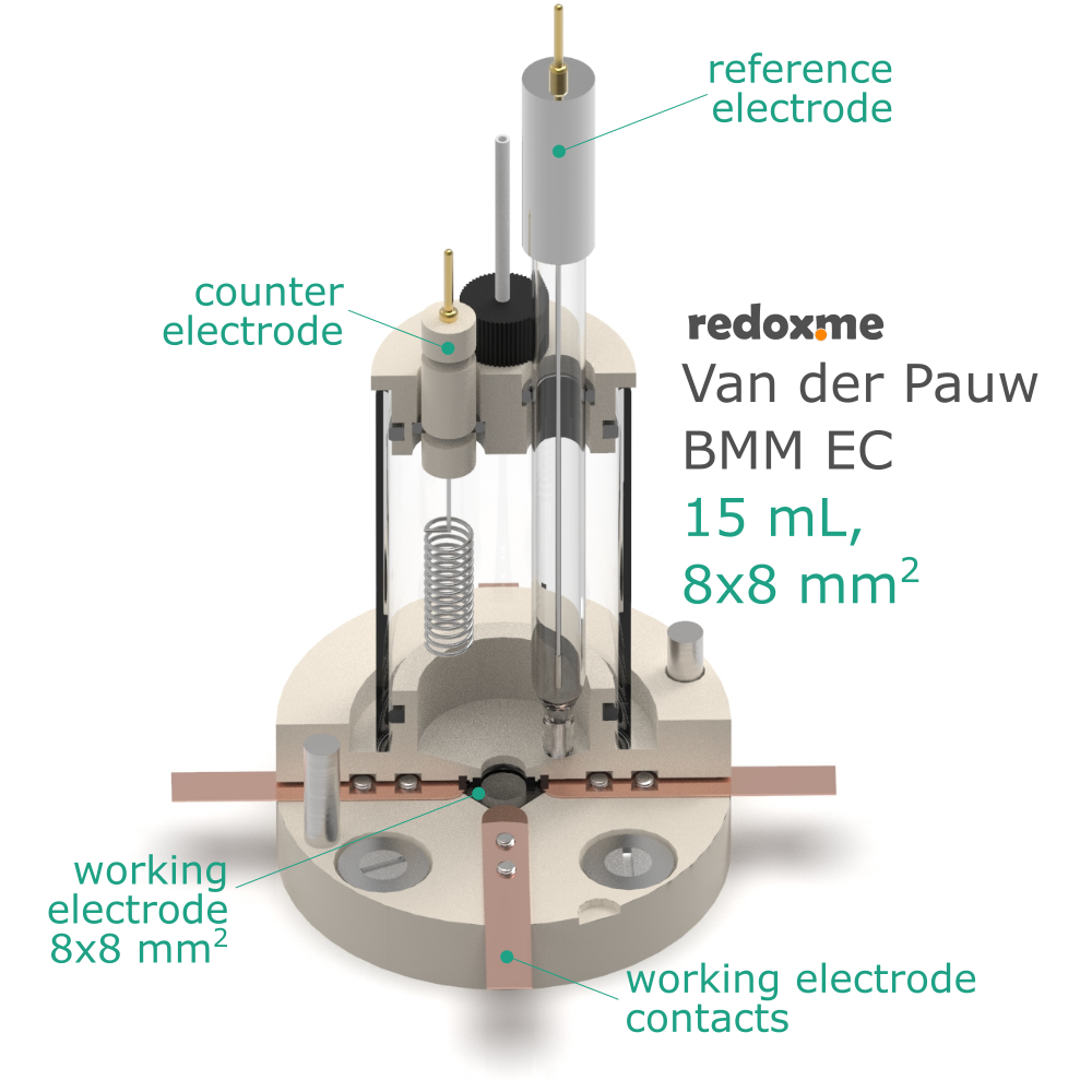 Van der Pauw BM/BMM EC, 15 mL - Van der Pauw Bottom Mount Electrochemical Cell