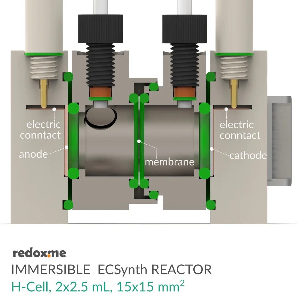 Immersible Electrosynthesis Reactor, H-Cell, 2x1.5 mL, 15x15 mm2