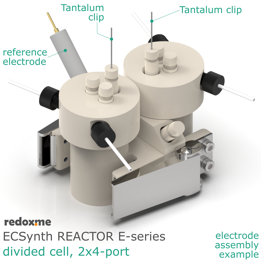 Electrosynthesis Reactor E-series, divided cell, 2x4-port