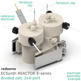Electrosynthesis Reactor E-series, divided cell, 2x4-port