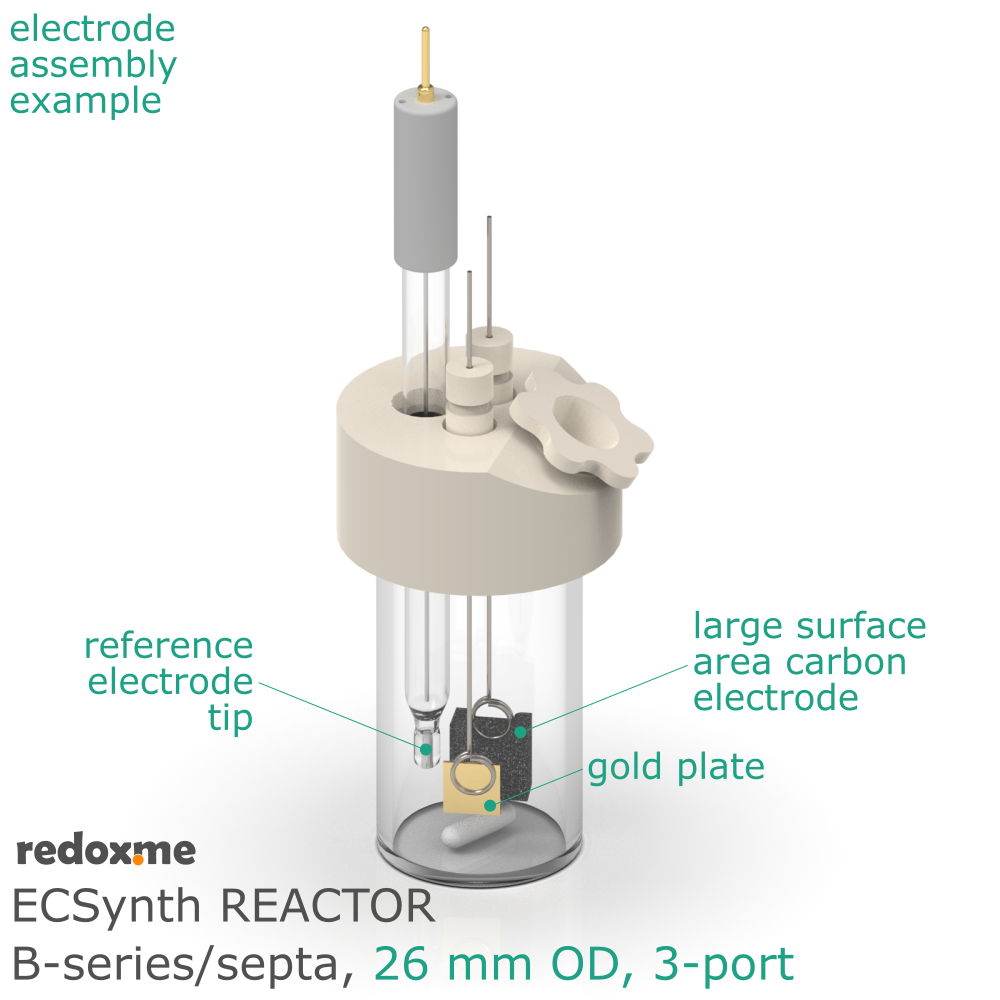 Electrosynthesis Reactor B-series/septa, 26 mm OD, 3-port