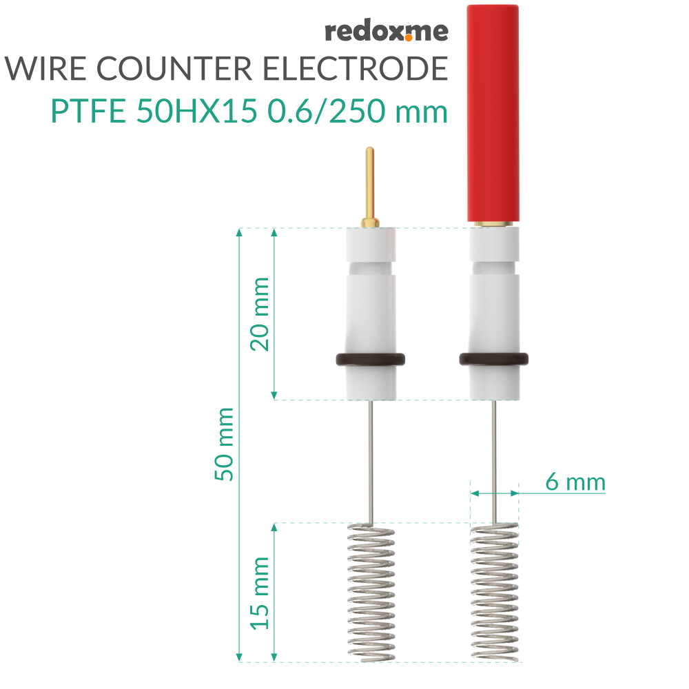 Metal Wire Auxiliary Electrode - PTFE 50HX15 0.6/250 mm
