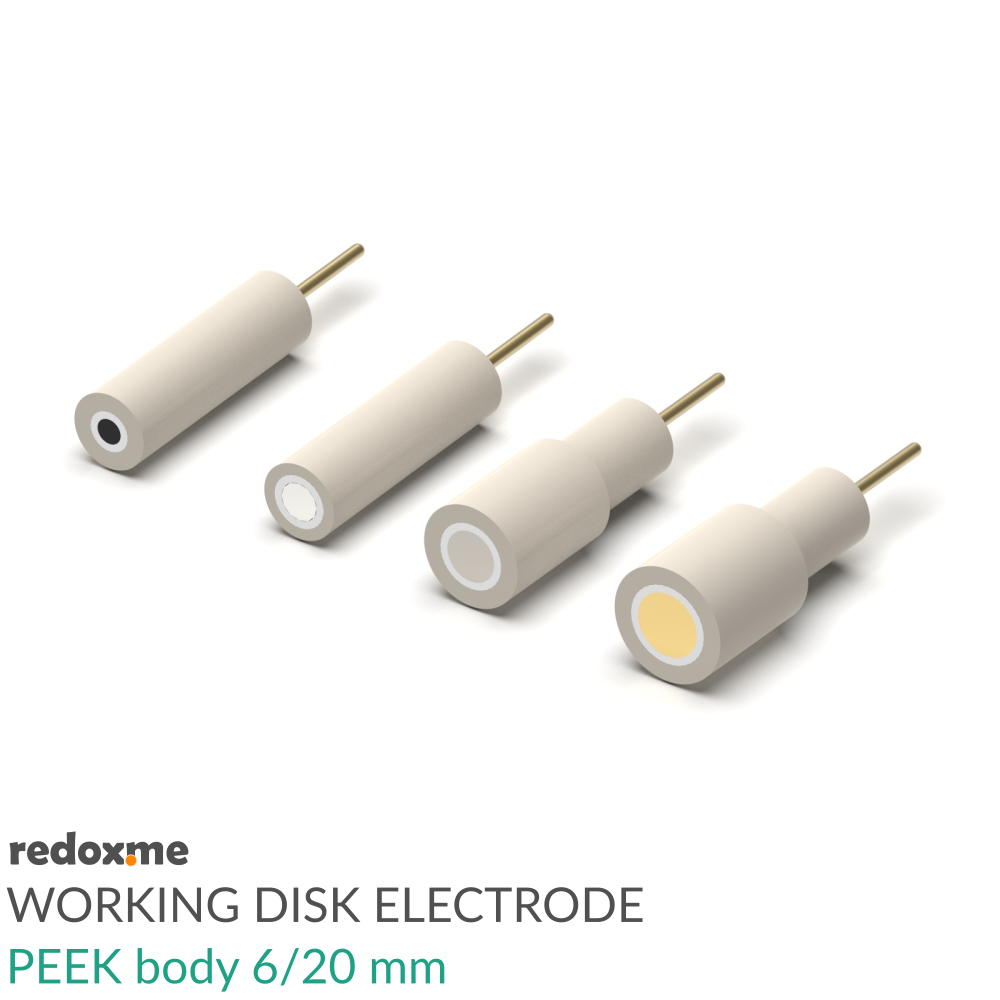 Working Disk Electrode - PEEK body 6 mm dia., 20 mm long