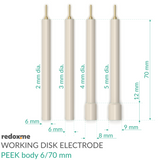 Working Disk Electrode - PEEK body 6 mm dia., 70 mm long