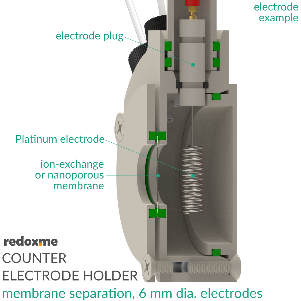 Counter Electrode Holder - membrane separation, 6 mm dia. electrodes