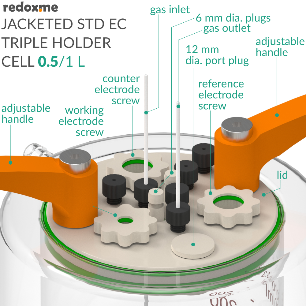 Jacketed Standard Electrochemical Triple Holder Cell