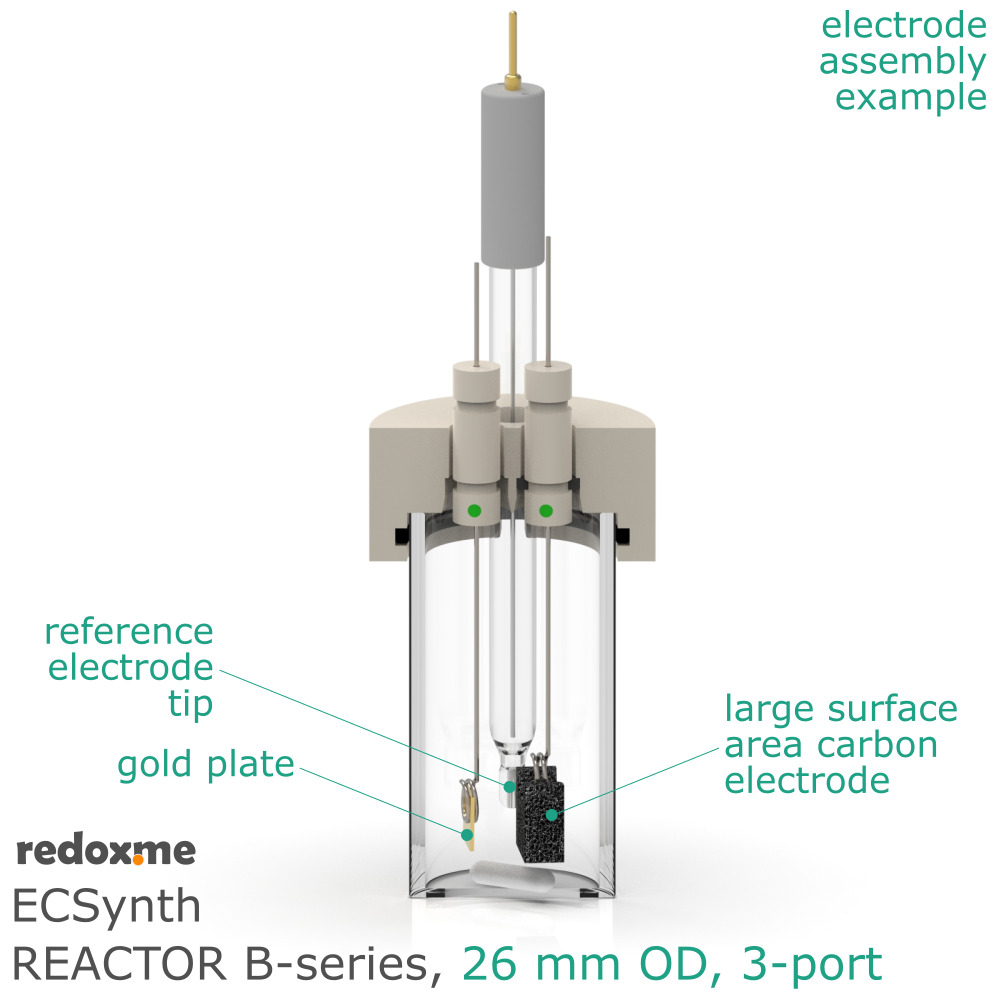 Electrosynthesis Reactor B-series, 26 mm OD, 3-port