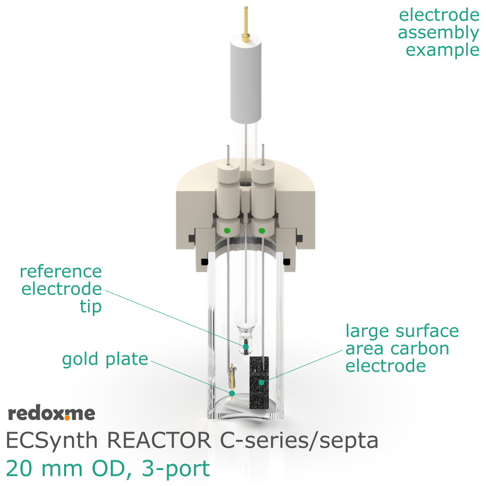 Electrosynthesis Reactor C-series/septa, 20 mm OD, 3-port
