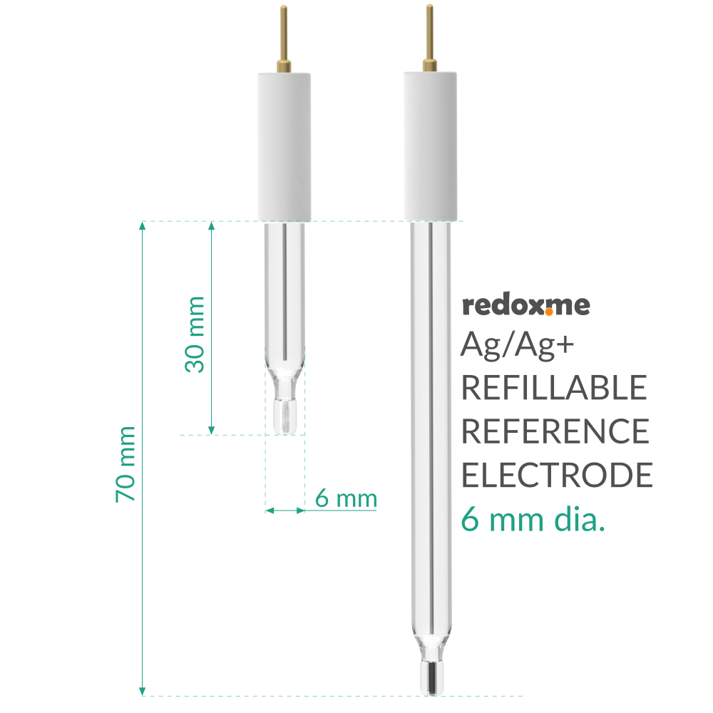 Non-aqueous Silver / Silver Ion Refillable Reference Electrode - 6 mm dia.