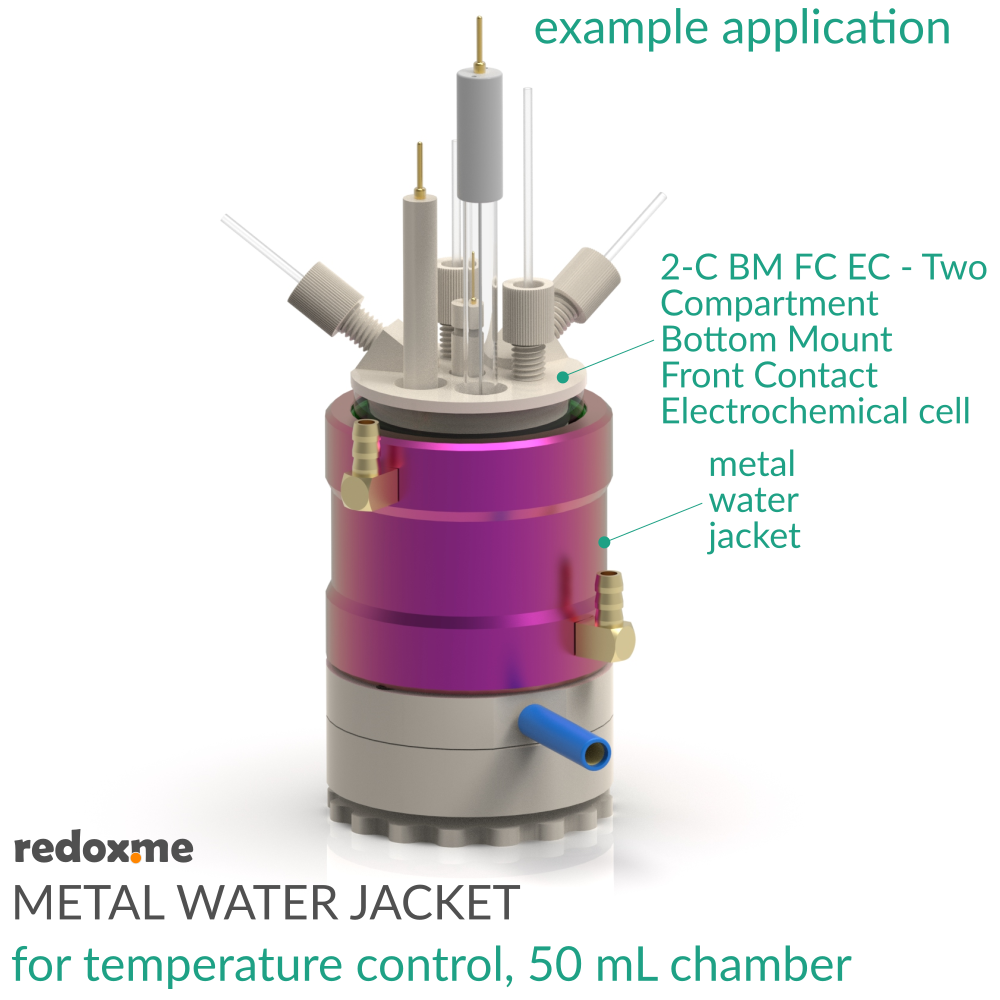Metal Water Jacket for Temperature Control, 50 mL chamber