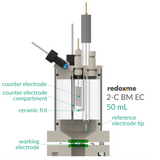 2-C BM EC 50 mL - Two-compartment Bottom Mount Electrochemical Cell 50 mL