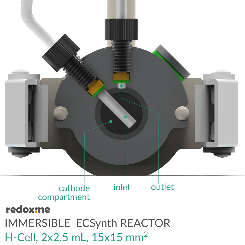 Immersible Electrosynthesis Reactor, H-Cell, 2x1.5 mL, 15x15 mm2