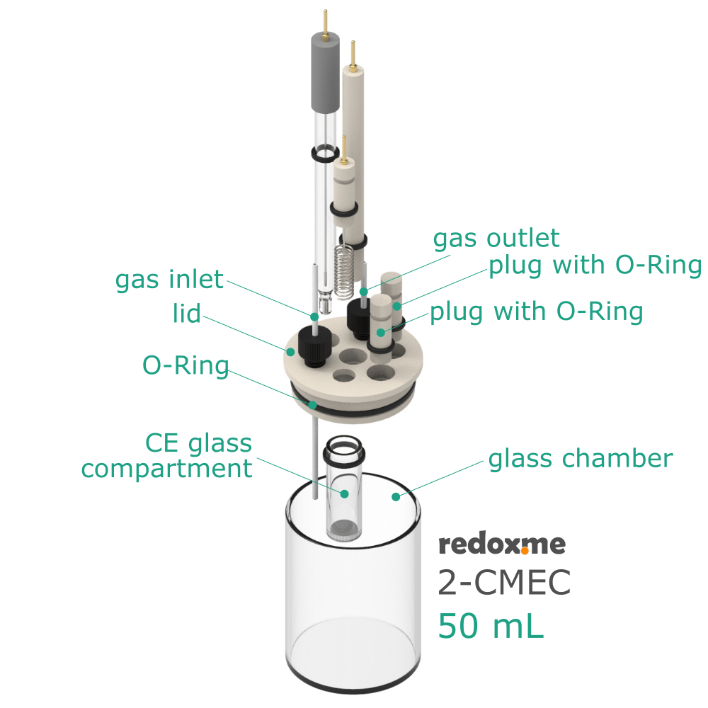 2-CMEC 50 mL - Two-compartment Multiport Electrochemical Cell