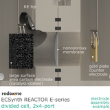 Electrosynthesis Reactor E-series, divided cell, 2x4-port