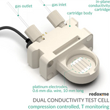 Dual Conductivity Test Cell - compression controled, T monitoring