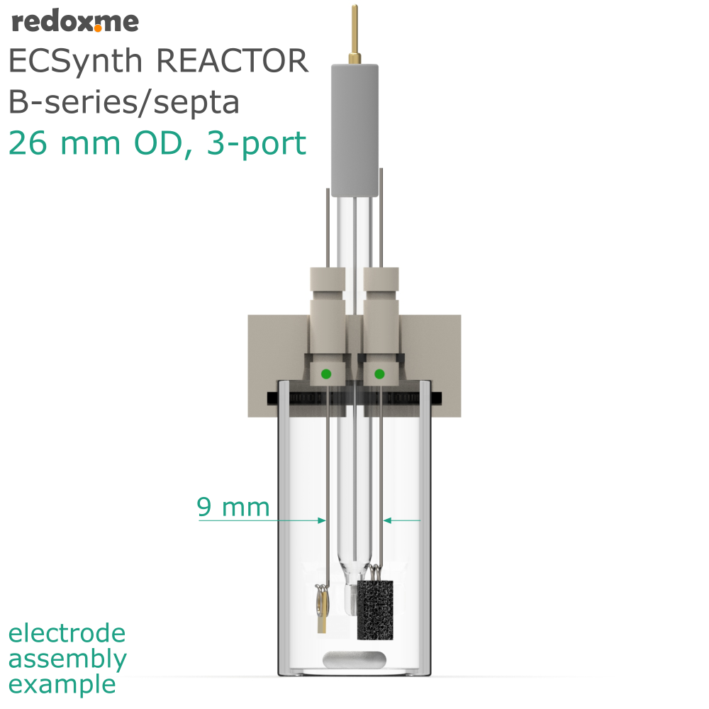 Electrosynthesis Reactor B-series/septa, 26 mm OD, 3-port