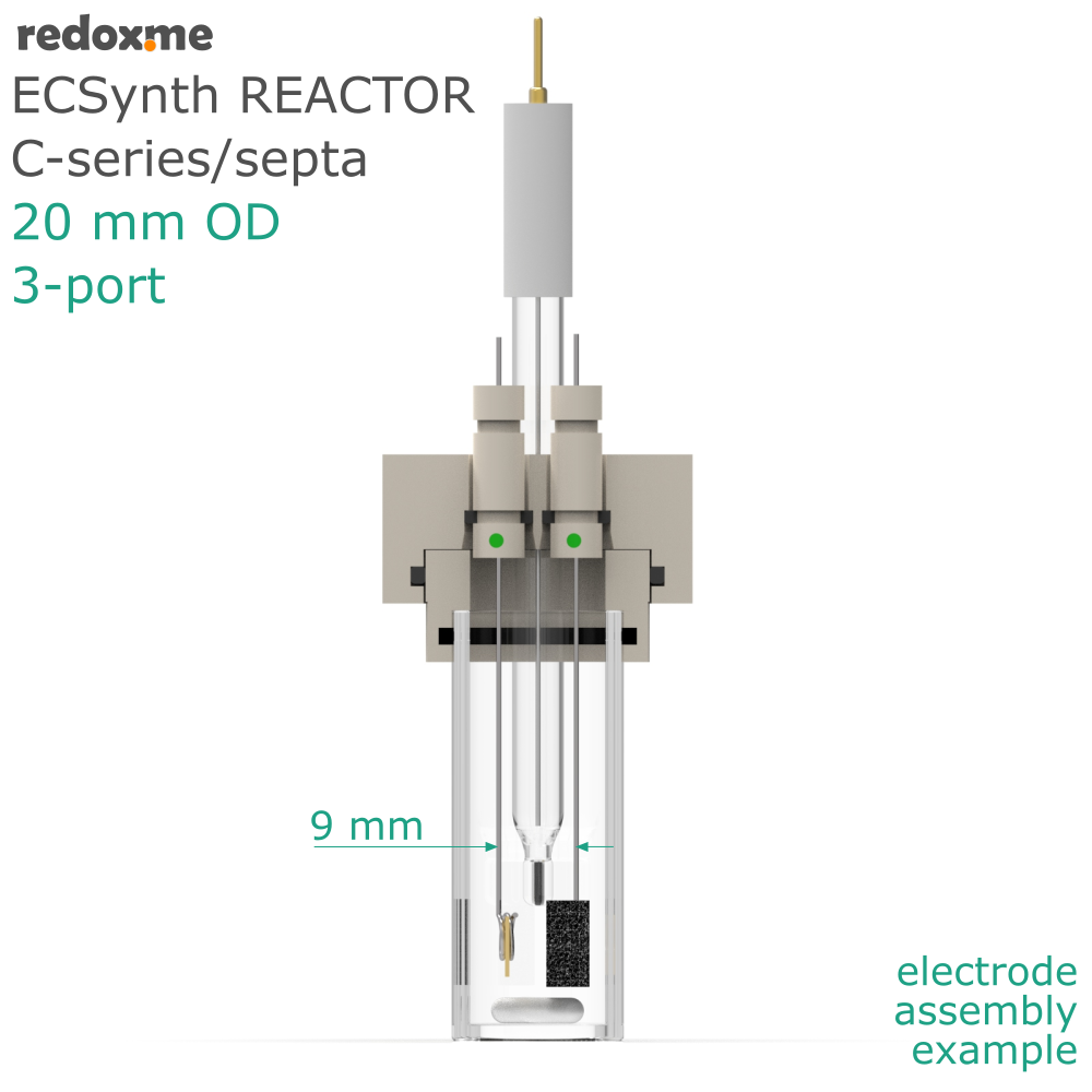Electrosynthesis Reactor C-series/septa, 20 mm OD, 3-port