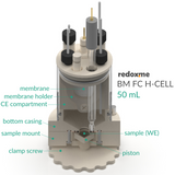 BM FC H-CELL 50 mL - Bottom Mount Front Contact Electrochemical H-Cell 50 mL