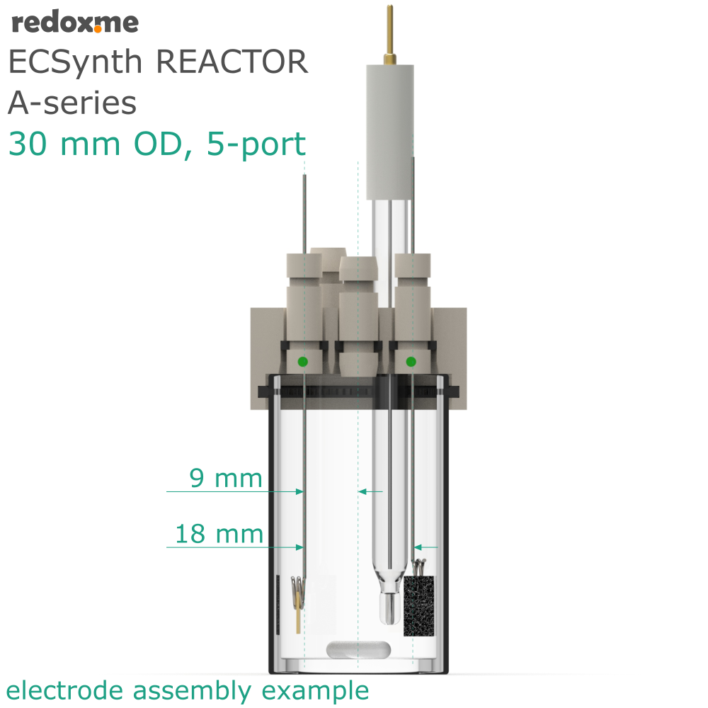 Electrosynthesis Reactor A-series, 30 mm OD, 5-port