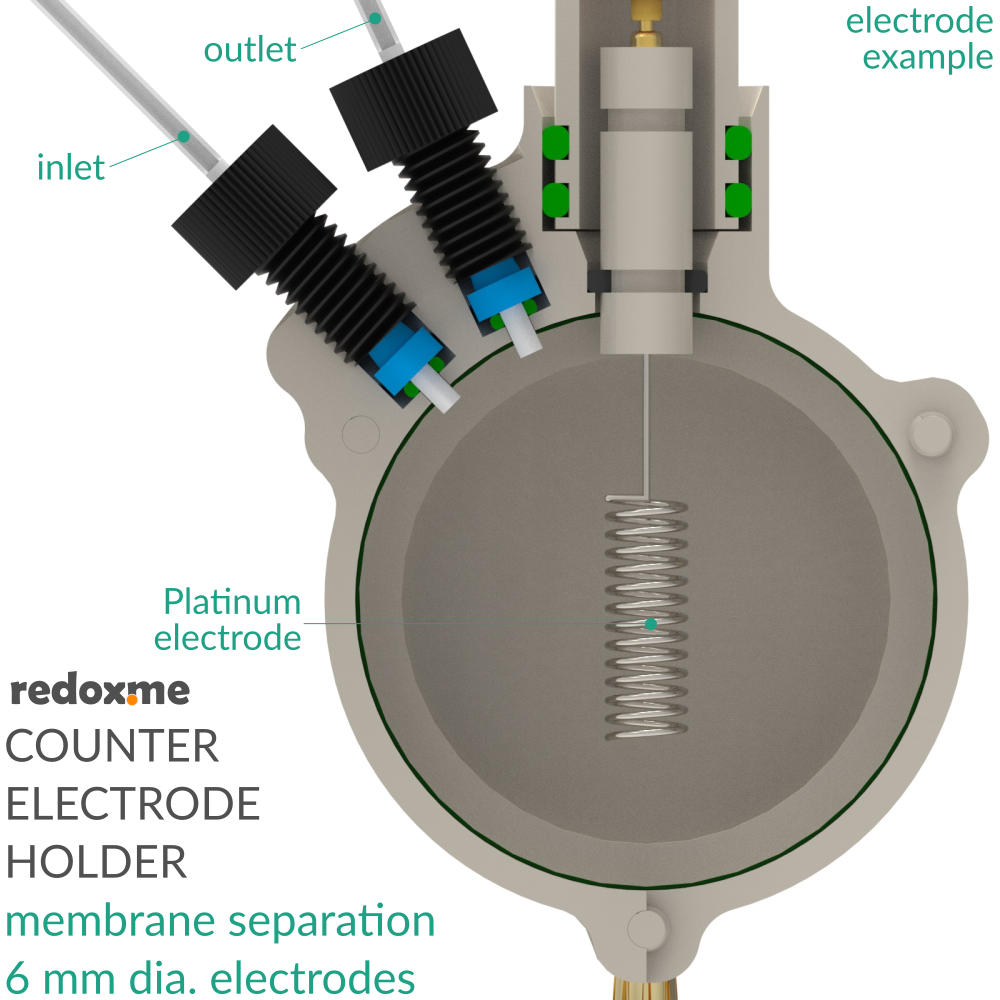 Counter Electrode Holder - membrane separation, 6 mm dia. electrodes