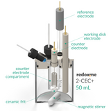 2-CEC+ 50 mL - Two-compartment Electrochemical Cell with additional inlet/outlet