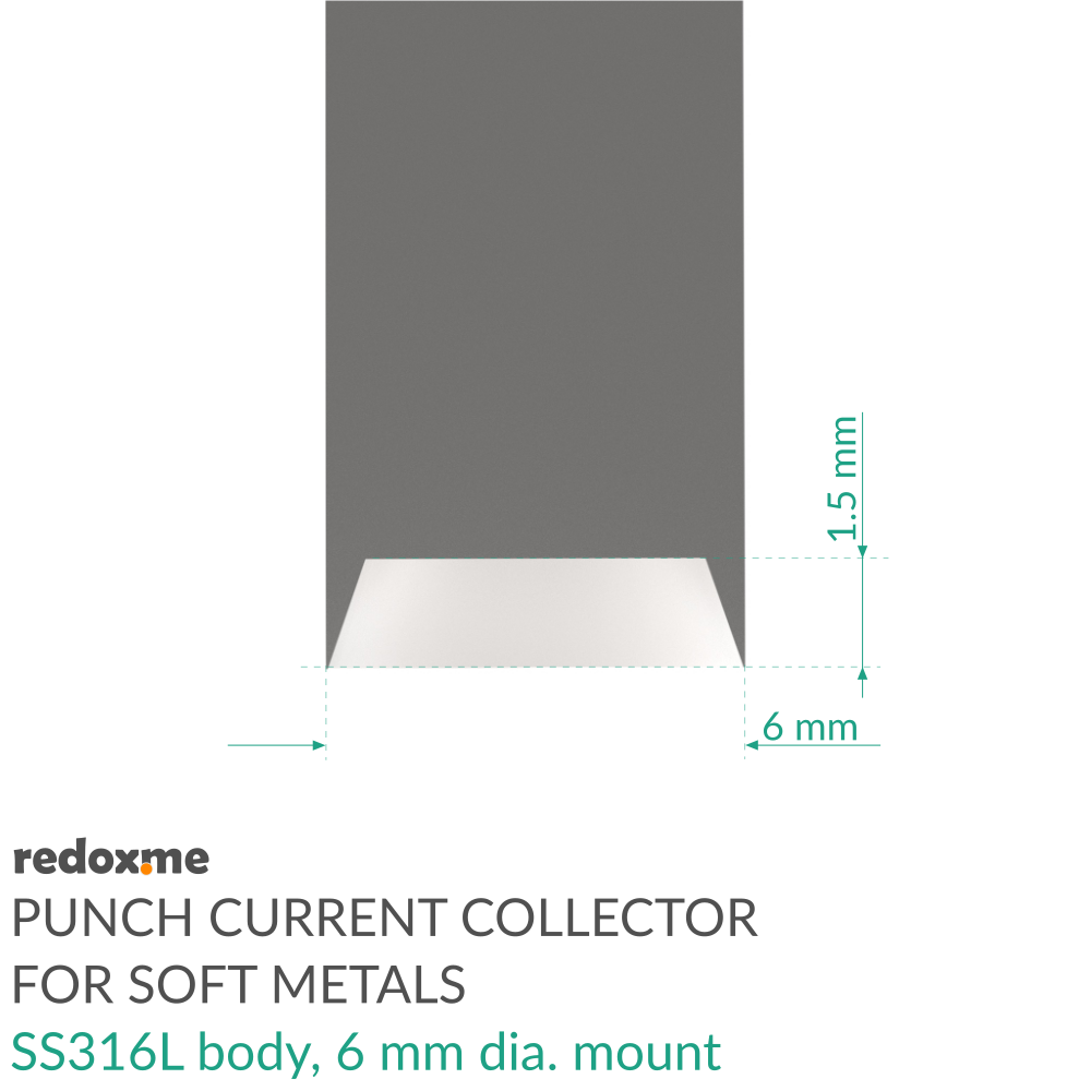 Punch Current Collector for Soft Metals - SS316L, 6 mm dia. mount