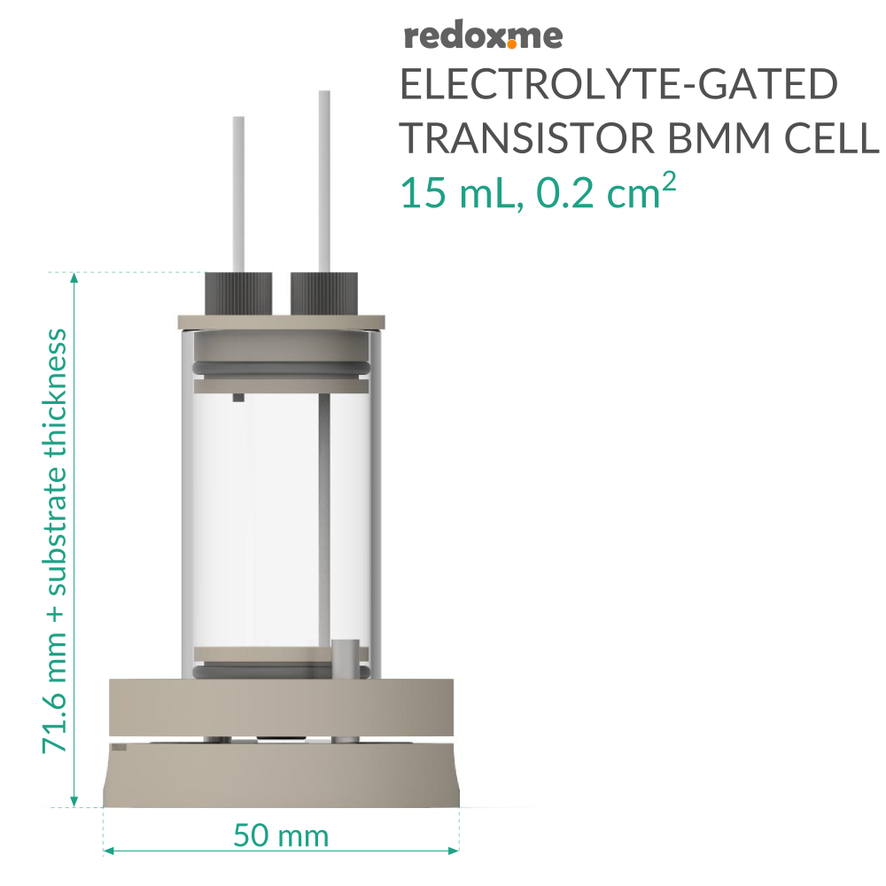 Electrolyte-Gated Transistor Bottom Mount Cell - 15 mL, 0.2 cm2