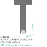 Punch Current Collector for Soft Metals - SS316L, 6 mm dia. mount