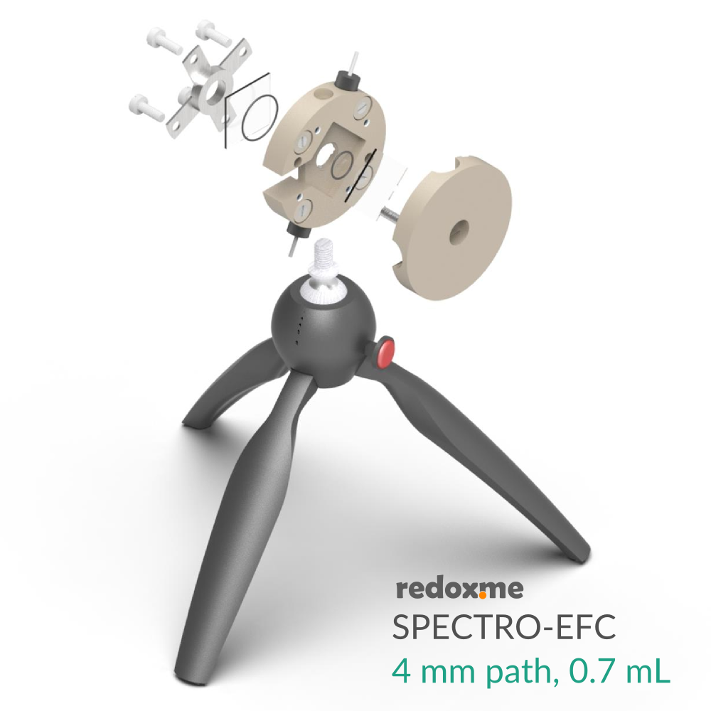 MM Spectro-EFC, 4 mm path, 0.7 mL - Magnetic Mount Spectro-Electrochemical Flow Cell with reduced optical path
