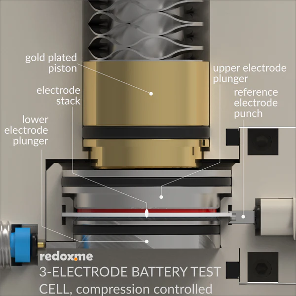 Three Electrode Battery Test Cell – compression controlled