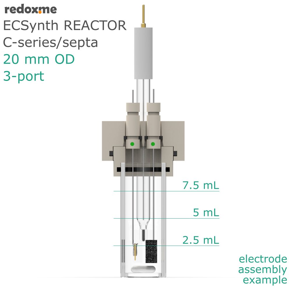 Electrosynthesis Reactor C-series/septa, 20 mm OD, 3-port