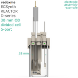 Electrosynthesis Reactor D-series, 30 mm OD, divided cell, 5-port
