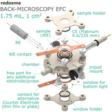 Back-microscopy EFC, 1.75 mL - Back-microscopy Electrochemical Flow Cell, volume: 1.75 mL