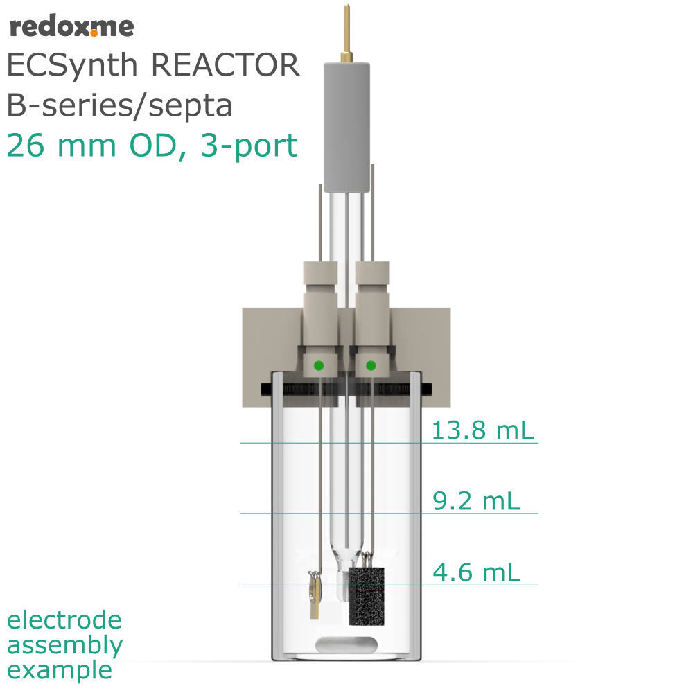 Electrosynthesis Reactor B-series/septa, 26 mm OD, 3-port